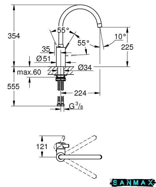 Змішувач для кухні Grohe Eurosmart Cosmopolitan (32843002) 32843002 фото