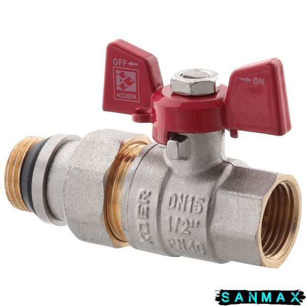 Кран з американкою прямий 1/2 "антіпротікання" Koer KR.227-Gi Червоний метелик (KR0189) KR0189 фото