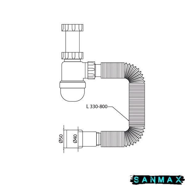 Сифон для умивальника Mixxus SU-05-A 1 1/2"x40 без випуску 40*40/50 (MI8182) MI8182 фото