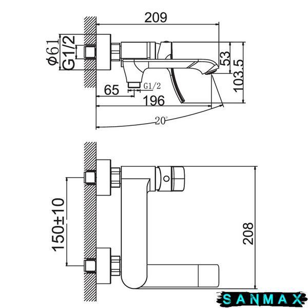 Змішувач для ванни Haiba Bolera 009 Хром (HB9578) HB9578 фото