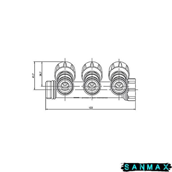 Колектор буксовий 3/4 -3 виходи R809-03 Roho (RO0250) RO0250 фото
