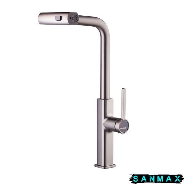 Змішувач для кухні з висувною лійкою Mixxus Premium Hammer 014 Графіт (MI6955) MI6955 фото