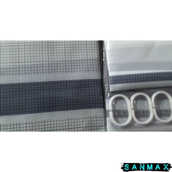 Шторка для ванної Mixxus SCT-017-180x180 з поліестеру (Візерунок "Смужка" біло-чорна) (AC3587) AC3587 фото