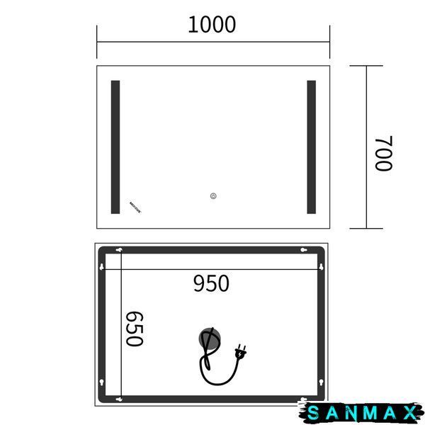 Дзеркало Mixxus Premium Lines MR18-100x70-Reverse (Led Touch, Anti-fog, димер) (MP6627) MP6627 фото