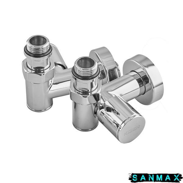 Комплект кранів для рушникосушки кутовий Koer KR.SET.551 - M1/2''xM1/2'' під ТЕН Хром (KR5841) KR5841 фото