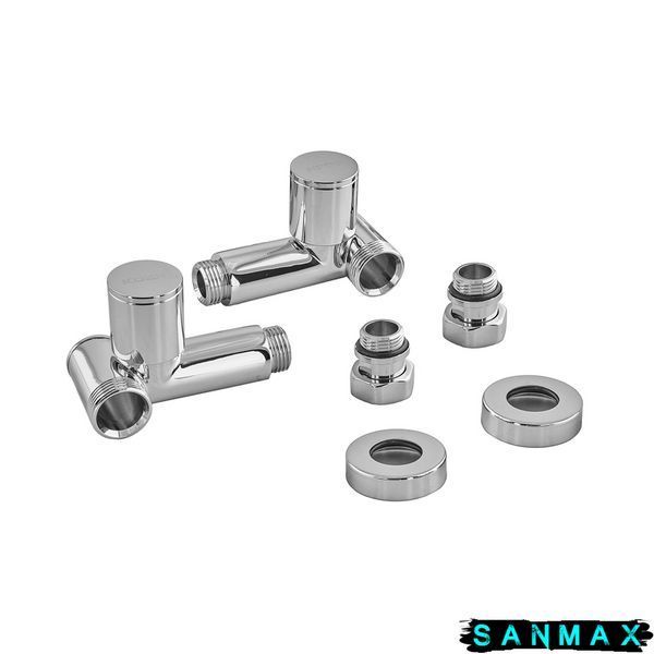 Комплект кранів для рушникосушки кутовий Koer KR.SET.551 - M1/2''xM1/2'' під ТЕН Хром (KR5841) KR5841 фото