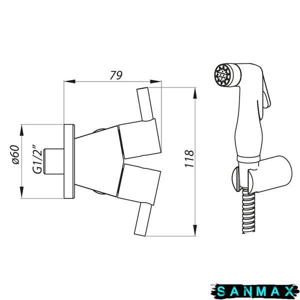 Монокран Zerix Lr5398-3 для гігіє. душа і бачка унітазу (LL1560) LL1560 фото
