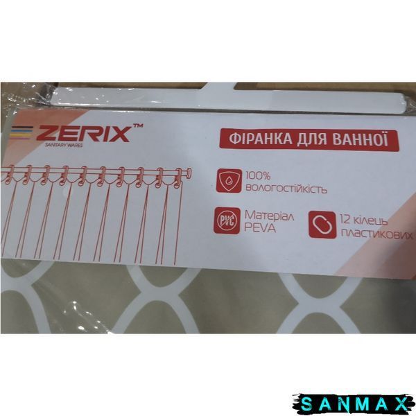 Шторка для ванної Zerix SCP-014-180x200 з PEVA (поліетиленвінілацетату) (Візерунок "Ромби" бежевий) (ZX6087) ZX6087 фото