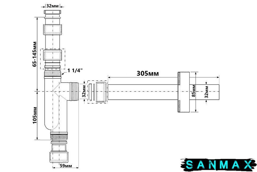Сифон до умивальника (хром) CAT32-CB декоративний CAT32-CB фото