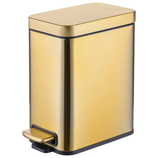 Відро для сміття з плавним закриттям прямокутне Mixxus Premium Quadro-TC0105 5 л Матове Золото (MI8394) MI8394 фото