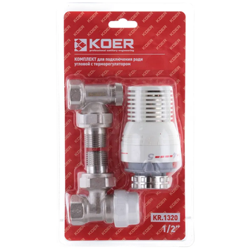 Комплект для підключення радіатора 1/2 кутовий Koer KR.1320 Блістер (KR2658) KR2658 фото
