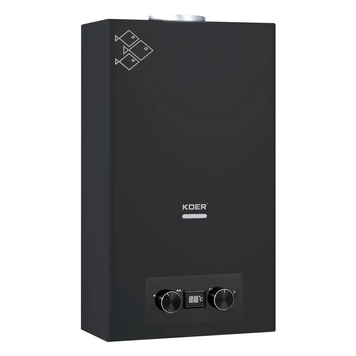 Газова колонка Koer KWH.G0110 Чорний димохідна 10 л/хв Чорна (KR5554) KR5554 фото