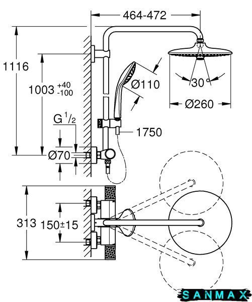 Душова система термостатична Grohe Euphoria System (27296003) 27296003 фото