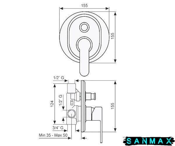 Змішувач Emmevi Nefer для ванни скритий BIO\хром б/акс BIO 77019 матовий білий BIO77019 фото