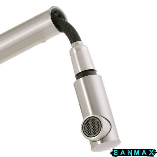 Змішувач для умивальника Mixxus Dax-001 з висувною лійкою Нерж (SS0035) SS0035 фото