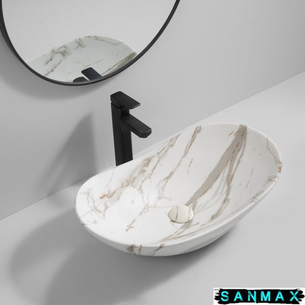 Раковина накладна Mixxus Premium Wave-0105 Marble 620х360х160mm (MP6559) MP6559 фото