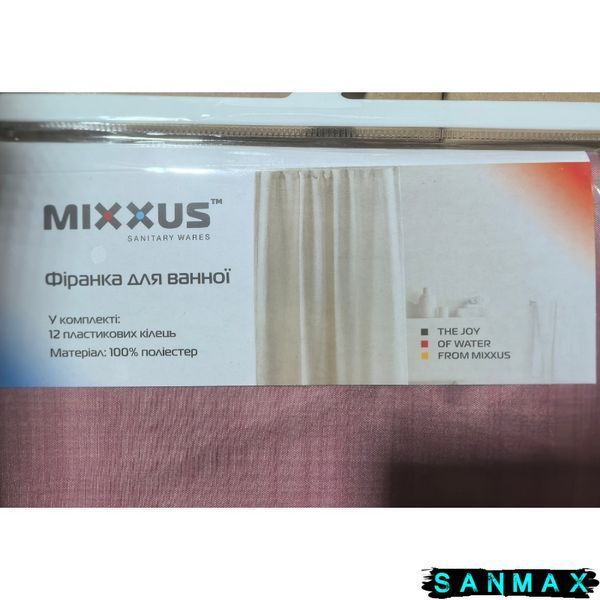 Шторка для ванної Mixxus SCT-012-180x180 з поліестеру (Візерунок рожево-сірий) (AC3582) AC3582 фото