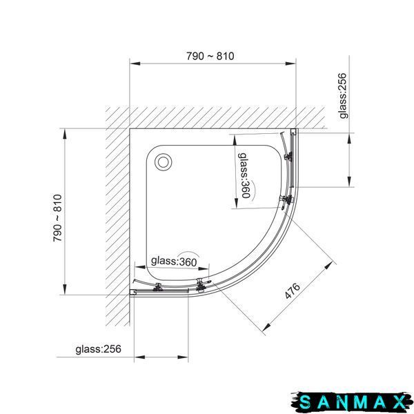 R80RG Душова кабіна ROUND напівкругла 800x800x1900 мм скло grape 1422632304 фото