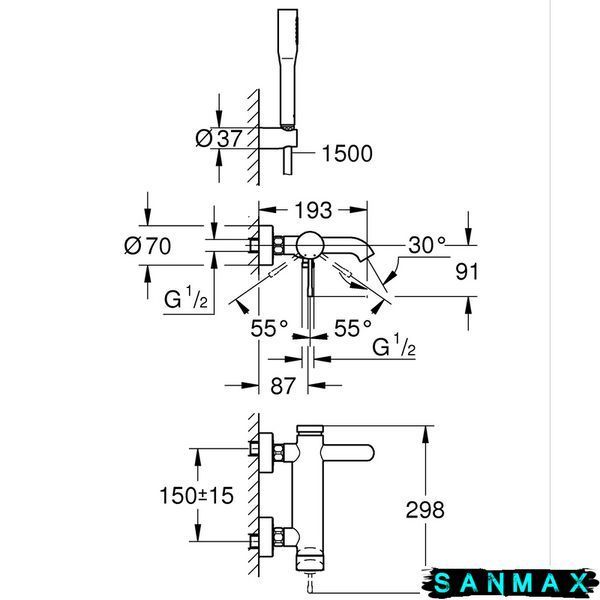 Одноважільний змішувач для ванни Grohe Essence (25249001) 25249001 фото