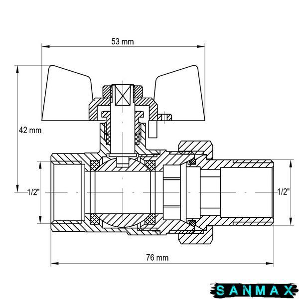 Кран з американкою прямий 1/2 Koer KR.227.W Білий метелик (KR0015) KR0015 фото