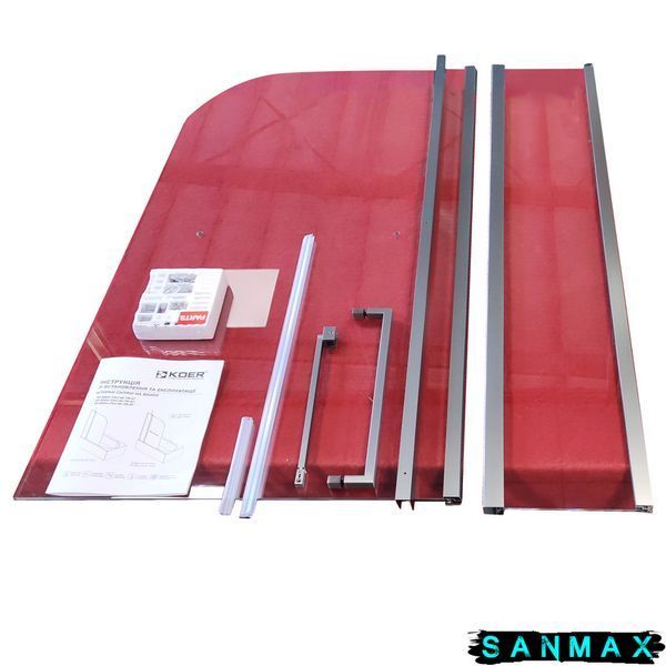 Шторки скляні на ванну Koer SR BS04-95x140-TR-01 прозоре скло 6мм, хром (KR5403) KR5403 фото