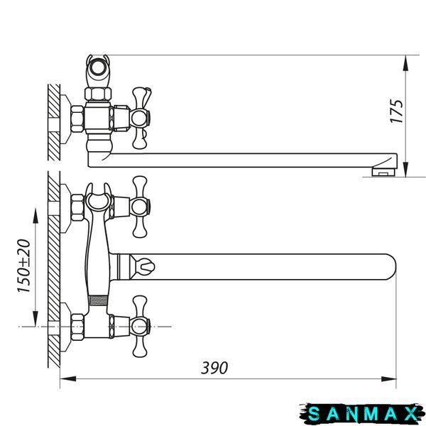 Змішувач для ванни Zerix Dfr-B 827 (ZX0186) ZX0186 фото