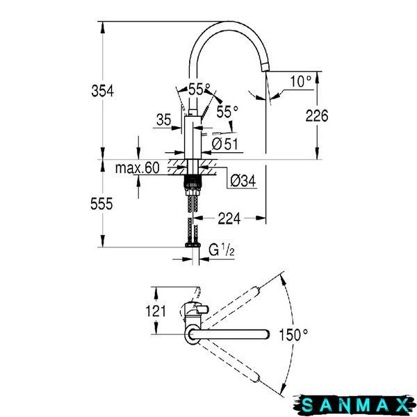 Змішувач для мийки Grohe Eurosmart Cosmopolitan (31188002) 31188002 фото