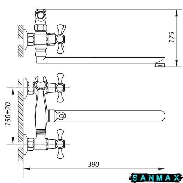 Змішувач для ванни Zerix D4Q 722 гума (ZX2960) ZX2960 фото