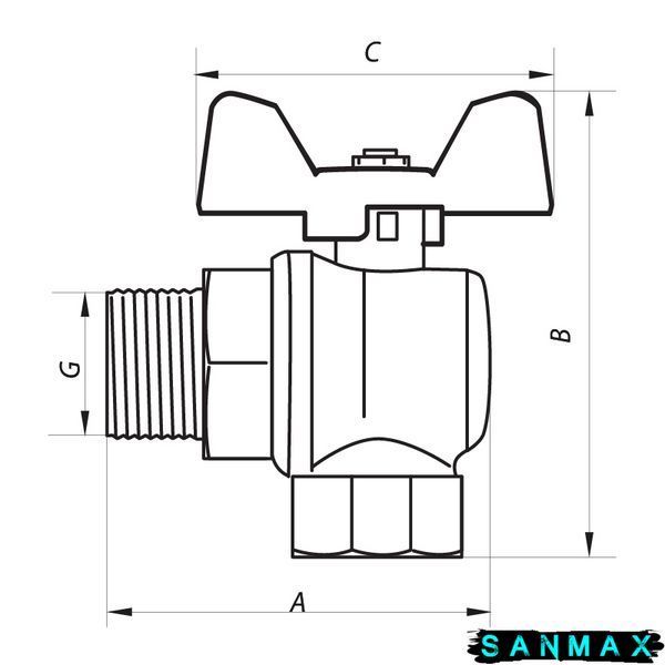 Кран кульовий 1/2 БГШ Вода Nolf NF.741 КУТОВИЙ Червоний метелик (NF2967) NF2967 фото