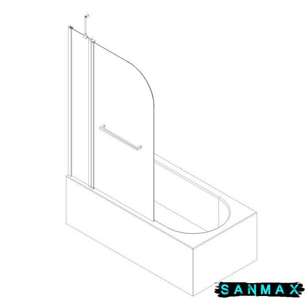 Шторки скляні на ванну Koer SR BS04-95x140-TR-01 прозоре скло 6мм, хром (KR5403) KR5403 фото