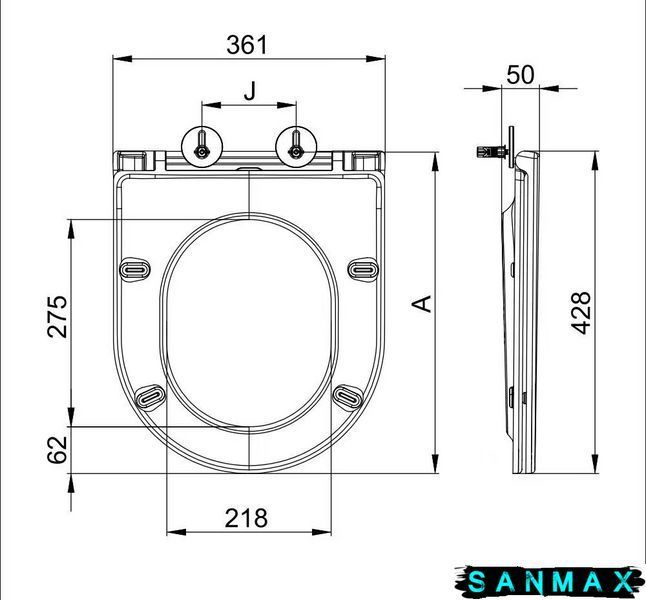 Кришка для унітазу Mixxus Premium Seat Cover Ellipse-Wave-2001 428х361х50mm з мікроліфтом Біла (MP6610) MP6610 фото
