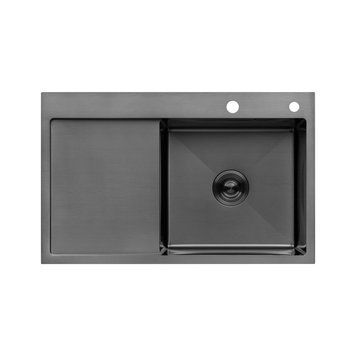Кухонна мийка Kroner KRP Schwarze - 7849RHM PVD (3.0/1.0 мм) CV025279 фото