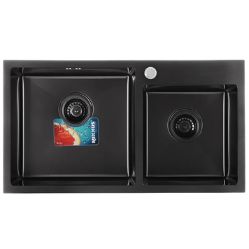 Кухонна інтегрована мийка Mixxus MX7843-220x1.0-PVD-Чорний (MX0565) MX0565 фото