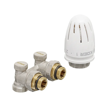 Комплект для нижнього підключення радіатора 1/2x3/4 ЗЗ кутовий Koer Set-21 з термоголовкою (KR3173) KR3173 фото