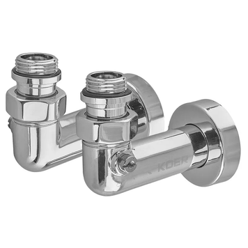 Комплект кранів для рушникосушки кутовий Koer KR.SET.550 - M1/2''xM1/2'' запірний Хром (KR5840) KR5840 фото