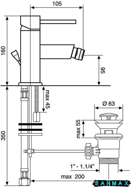 Змішувач Emmevi Piper для біде хр CR45004 CR45004 фото