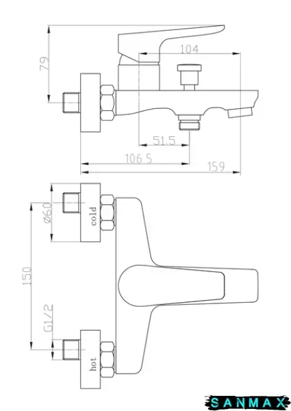 Змішувач для ванни PERLA "Harry" PBZ6104 PBZ6104 фото