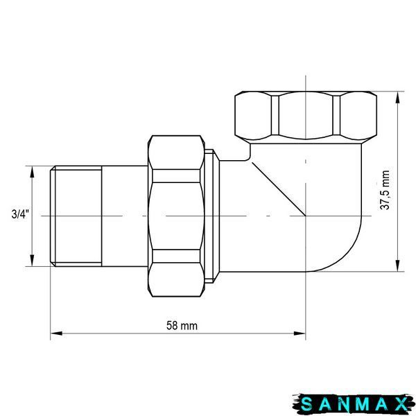 Згін американка 3/4 кутовий Koer KR.342 (KR0143) KR0143 фото
