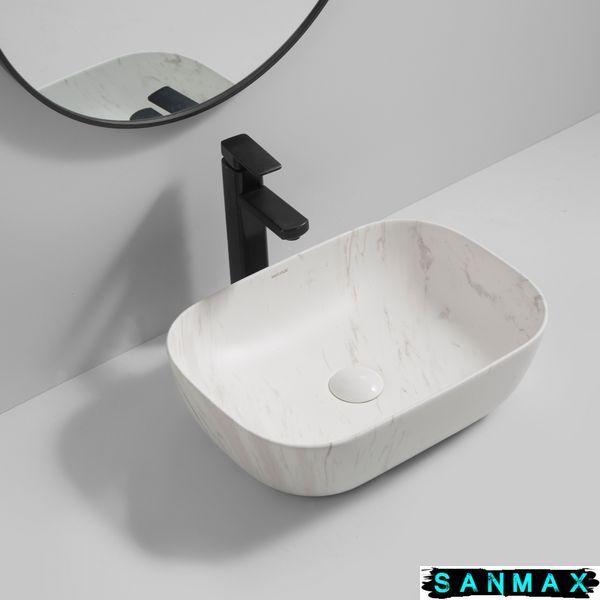 Раковина накладна Mixxus Premium Diverse-0112 Marble 455х325х135mm (MP6543) MP6543 фото