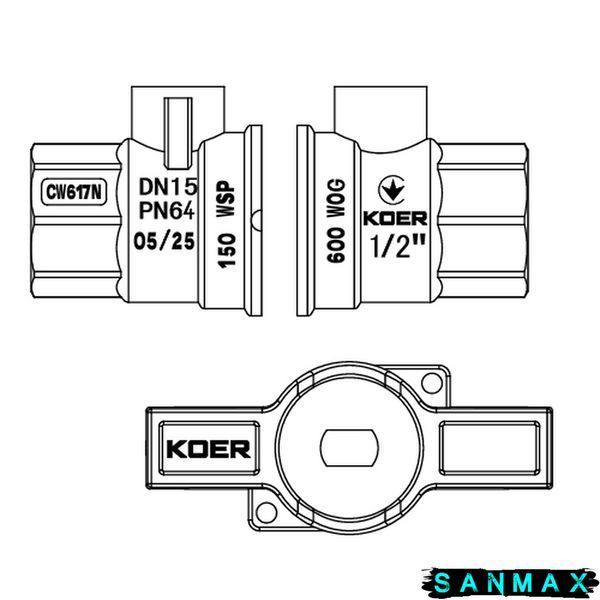 Кран кульовий 1/2 БГШ Вода Koer Extreme KE.218-15 Червоний метелик (KR5759) KR5759 фото