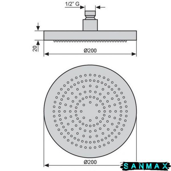 Лійка стельова для душу Emmevi London 20 см Золото (CO0662 OR) C00662 OR фото