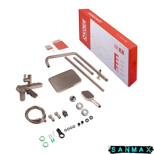 Душова система зі змішувачем Koer KB-56030-07, 3 функції Графіт (KR5429) KR5429 фото