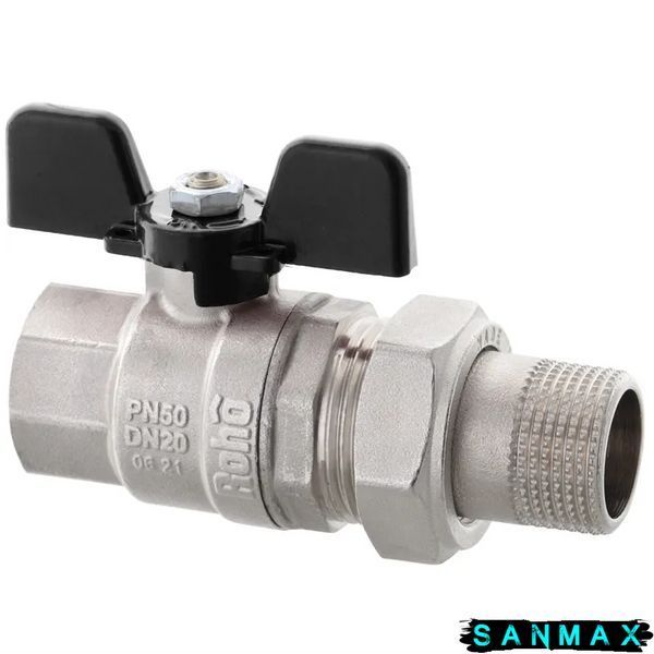 Кран з американкою Roho 1/2" ВЗ прямий, метелик чорний R105-050B (RO0110) (20/80) RO0110 фото