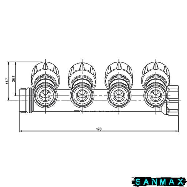 Колектор буксовий 3/4 -4 виходи R809-04 Roho (RO0251) RO0251 фото