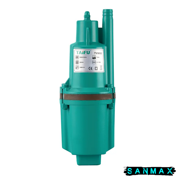 Насос вібраційний одноклапанний верхній забір Taifu TVM60-20N H=70M, Q=1,1кбМ, P=250, кабель 20м (TF0026) TF0026 фото