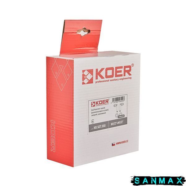 Комплект кранів для рушникосушки кутовий Koer KR.SET.550 - M1/2''xM1/2'' запірний Хром (KR5840) KR5840 фото