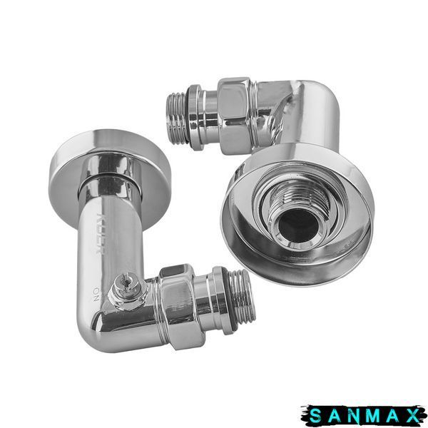 Комплект кранів для рушникосушки кутовий Koer KR.SET.550 - M1/2''xM1/2'' запірний Хром (KR5840) KR5840 фото
