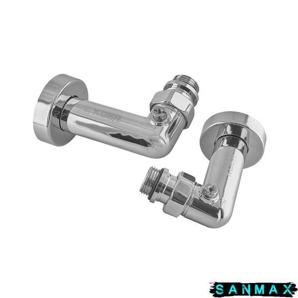 Комплект кранів для рушникосушки кутовий Koer KR.SET.550 - M1/2''xM1/2'' запірний Хром (KR5840) KR5840 фото