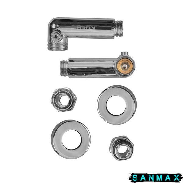 Комплект кранів для рушникосушки кутовий Koer KR.SET.550 - M1/2''xM1/2'' запірний Хром (KR5840) KR5840 фото