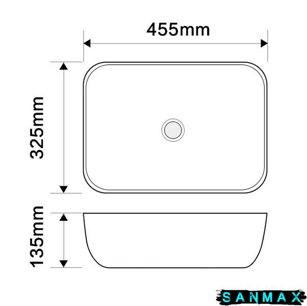 Раковина накладна Mixxus Premium Diverse-0112 Marble 455х325х135mm (MP6543) MP6543 фото